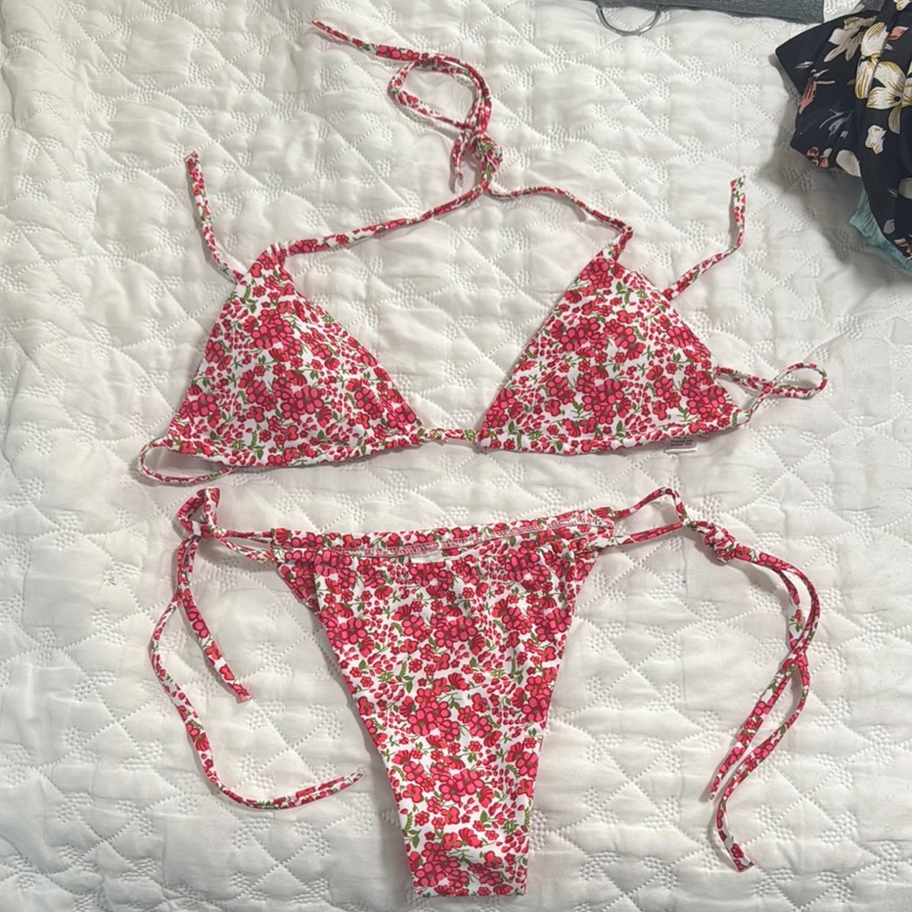 Floral Red Bikini Set
